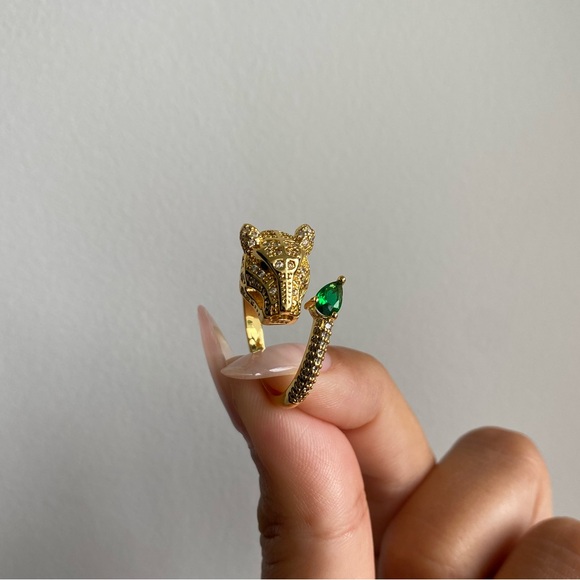 AUTH gold plated and zirconia luxury panthère ring STUNNING - Picture 10 of 14